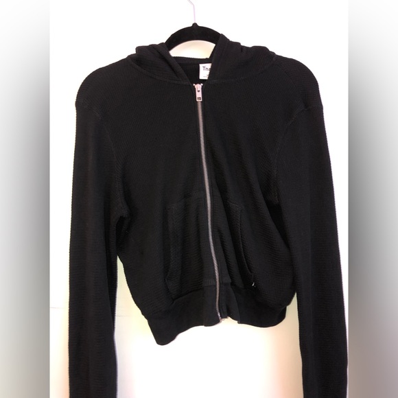 TNA waffle-zip hoodie in black - Picture 3 of 5